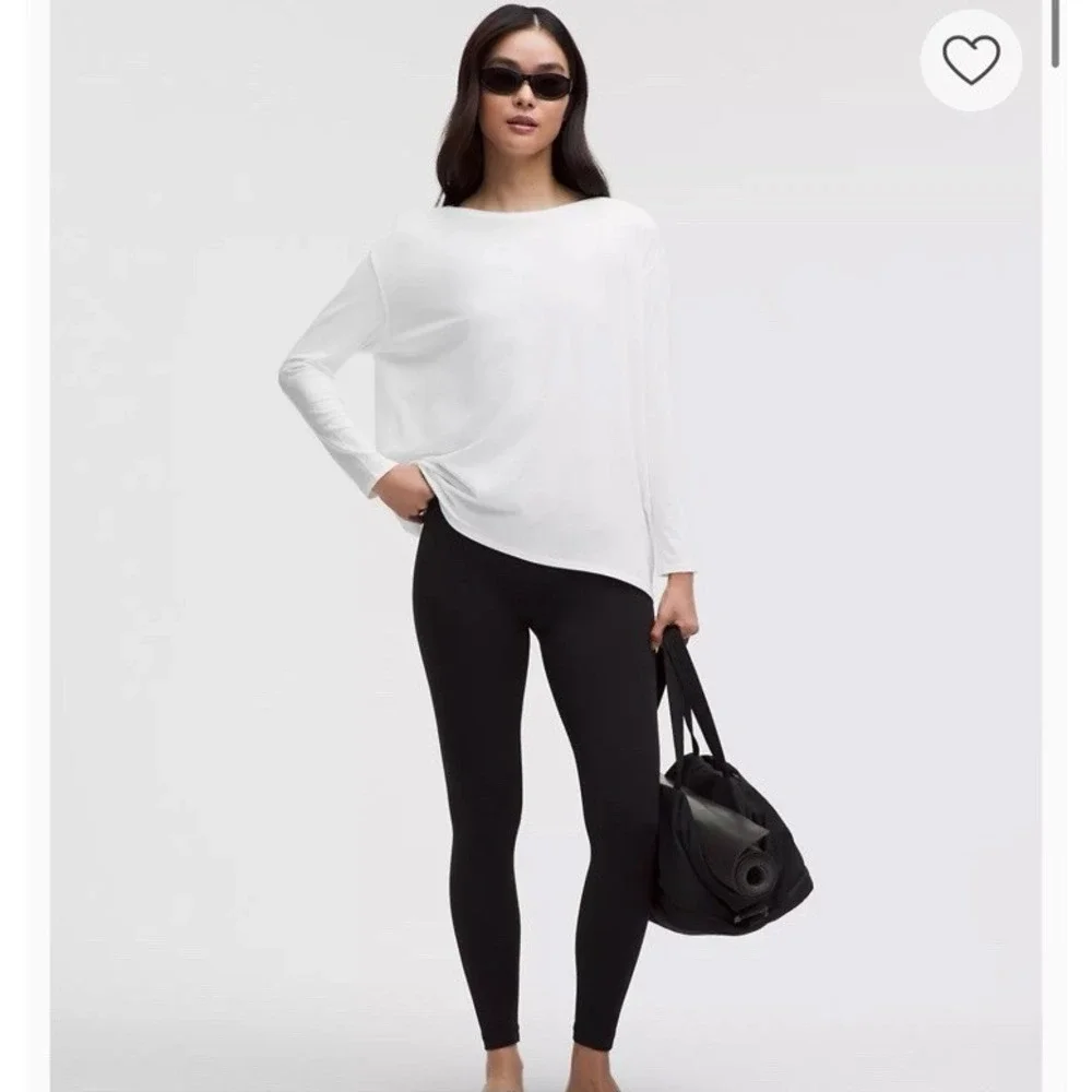 Lululemon Back In Action Organic Cotton Long Sleeve Shirt White Size 8